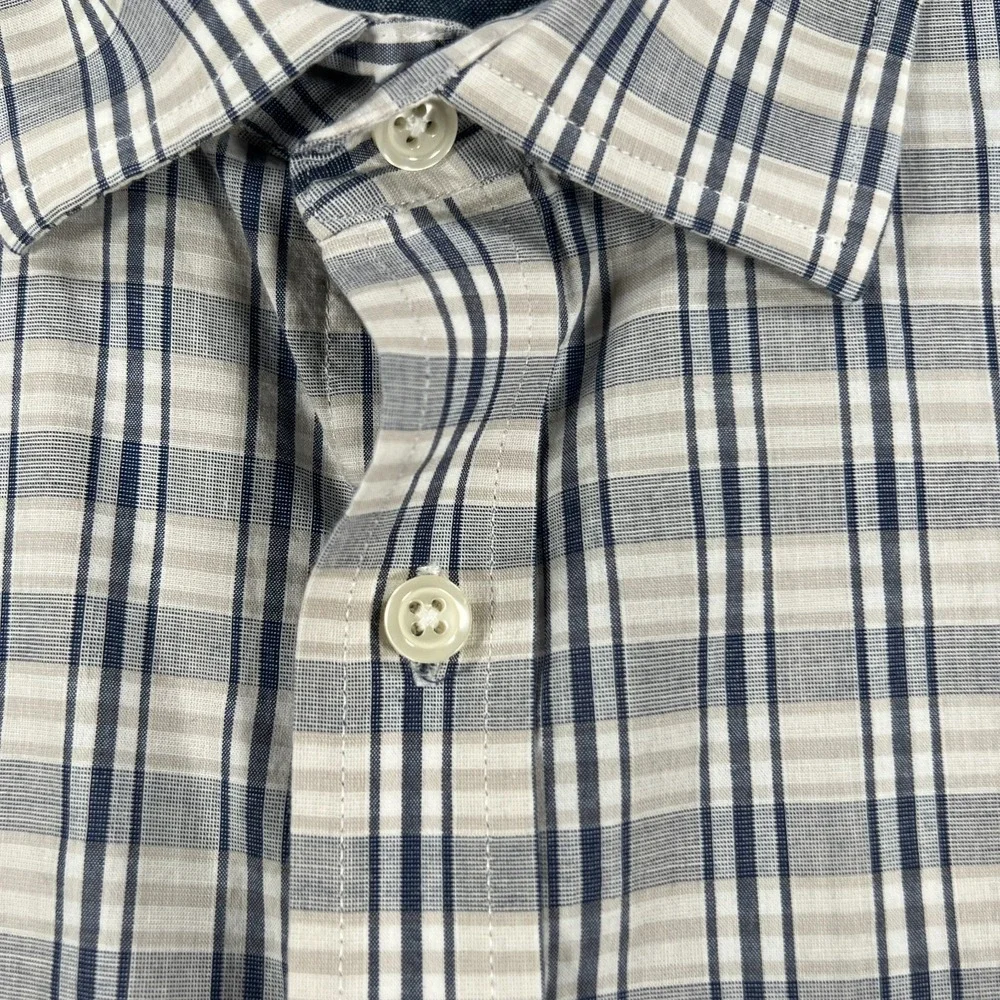 Banana Republic Shirt Mens Large Gray Plaid Long Sleeve Button‎ Up Soft Stretch